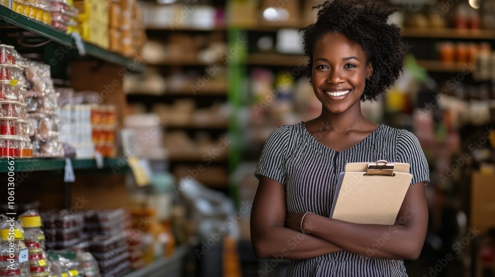Female small business owner in a retail warehouse, using digital tools for inventory and supply chain management Female small business owner in a retail warehouse, using digital tools for inventory and supply chain management