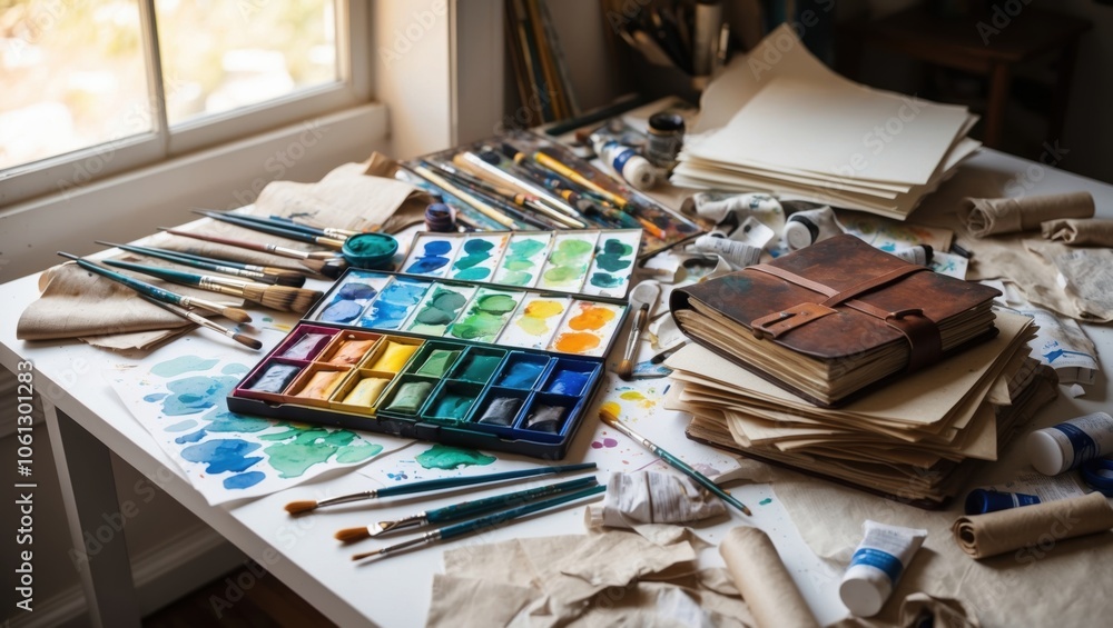 Creative Phoenix Workspace with Artistic Clutter Creative Phoenix Workspace with Artistic Clutter
