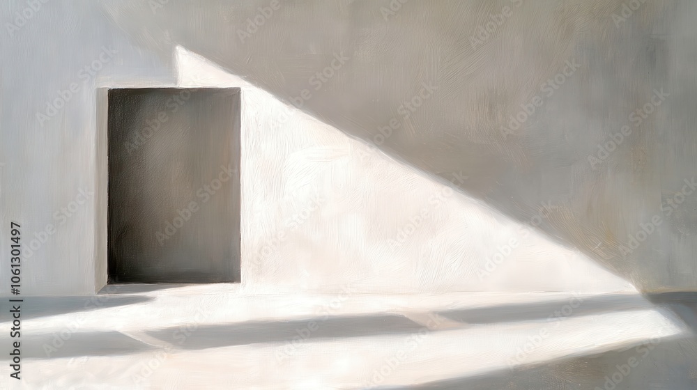 Minimalist Abstract Painting of a White Rectangle Minimalist Abstract Painting of a White Rectangle