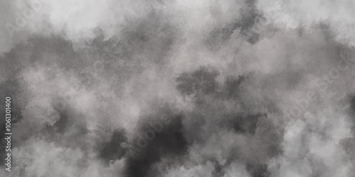 Abstract white and gray isolated cloud cumulus clouds. Gray aquarelle painted realistic fog or mist smoky textured canvas design. White and ash messy wall stucco texture background.	
