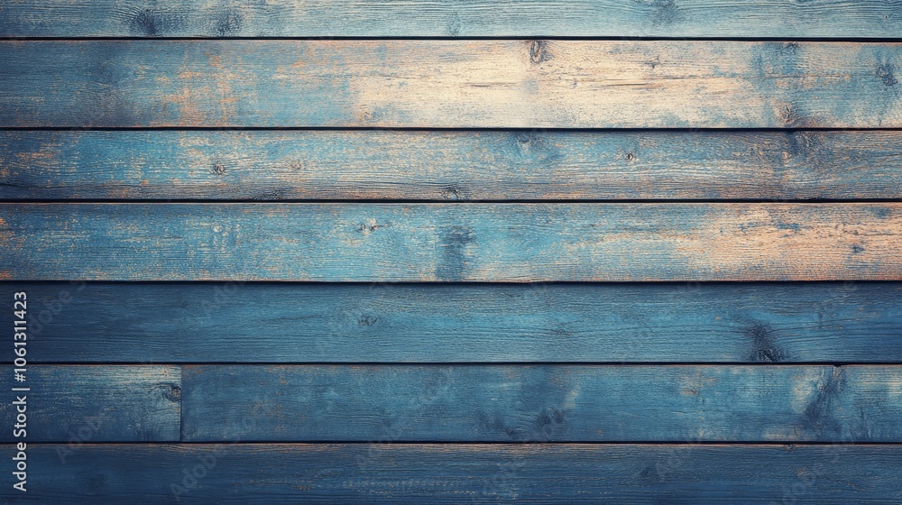 Naklejka premium Rustic blue wood plank wall with contrasting brown plank, a textured background for design