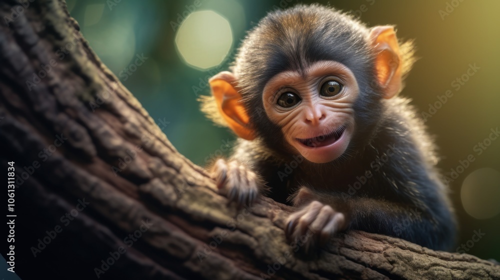 Fototapeta premium A Curious Baby Monkey