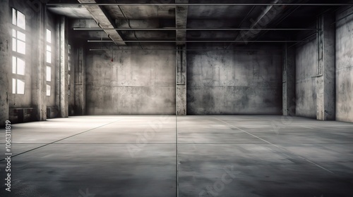 Empty Industrial Concrete Space with Natural Light