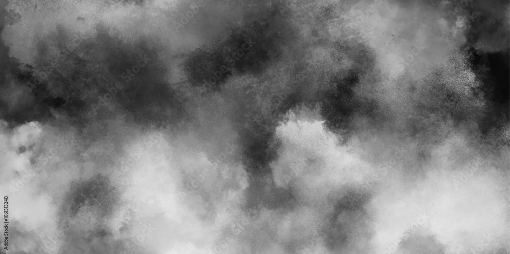 White Black empty space dust cloud explosion. Gray smoke or fog color isolated on transparent dark cloudscape atmosphere background. Black and grey watercolor grunge texture. White Black empty space dust cloud explosion. Gray smoke or fog color isolated on transparent dark cloudscape atmosphere background. Black and grey watercolor grunge texture.