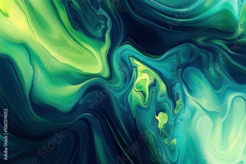 Abstract Green and Blue Fluid Art Background