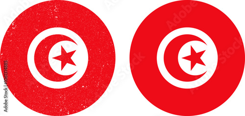 The national flag of Tunisia. Tunisia round flag icon vector illustration. An illustration of the Tunisia round flag.