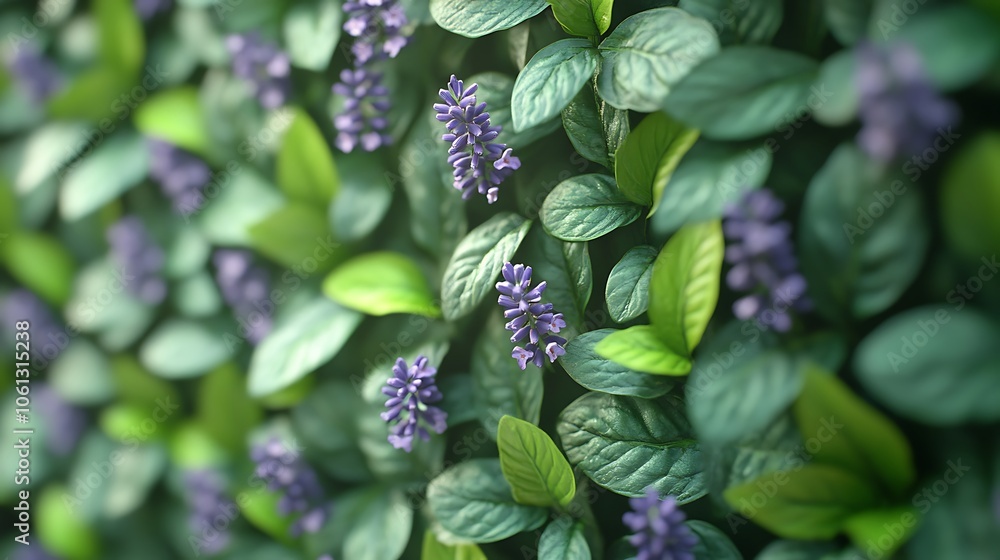 Lavender and mint living wall, fresh green leaves and purple blooms, gentle natural light enhancing a calming indoor vibe, vibrant and ultra-realistic, HD quality. --ar 16:9 Lavender and mint living wall, fresh green leaves and purple blooms, gentle natural light enhancing a calming indoor vibe, vibrant and ultra-realistic, HD quality. --ar 16:9