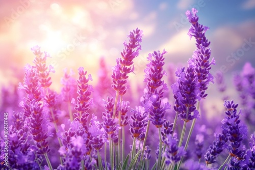 Lavender Field in Bloom with Soft Light