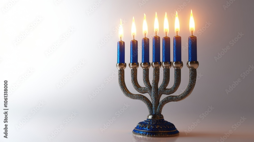 A pair of menorah candles glowing, symbolizing Hanukkah, isolated on a clean white background. A pair of menorah candles glowing, symbolizing Hanukkah, isolated on a clean white background.