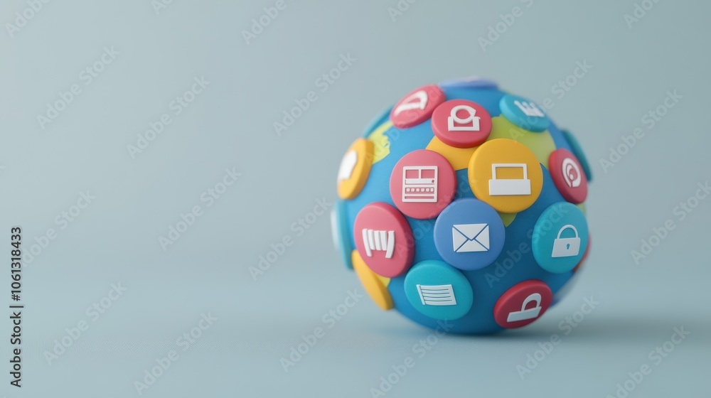 A 3D globe with search engine icons orbiting around it, symbolizing global internet connectivity A 3D globe with search engine icons orbiting around it, symbolizing global internet connectivity