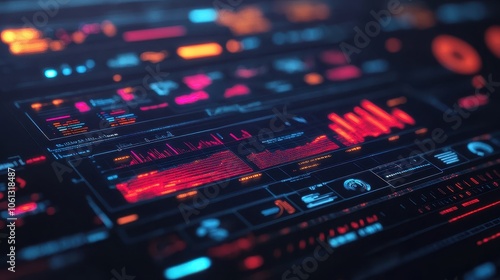 A digital interface with AIpowered predictive analytics visualized as glowing graphs and charts, symbolizing datadriven insights