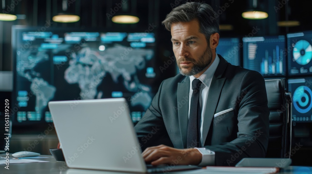 A cloud engineer tracks real-time service metrics on multiple monitors, ensuring smooth operation and quick issue resolution. A cloud engineer tracks real-time service metrics on multiple monitors, ensuring smooth operation and quick issue resolution.
