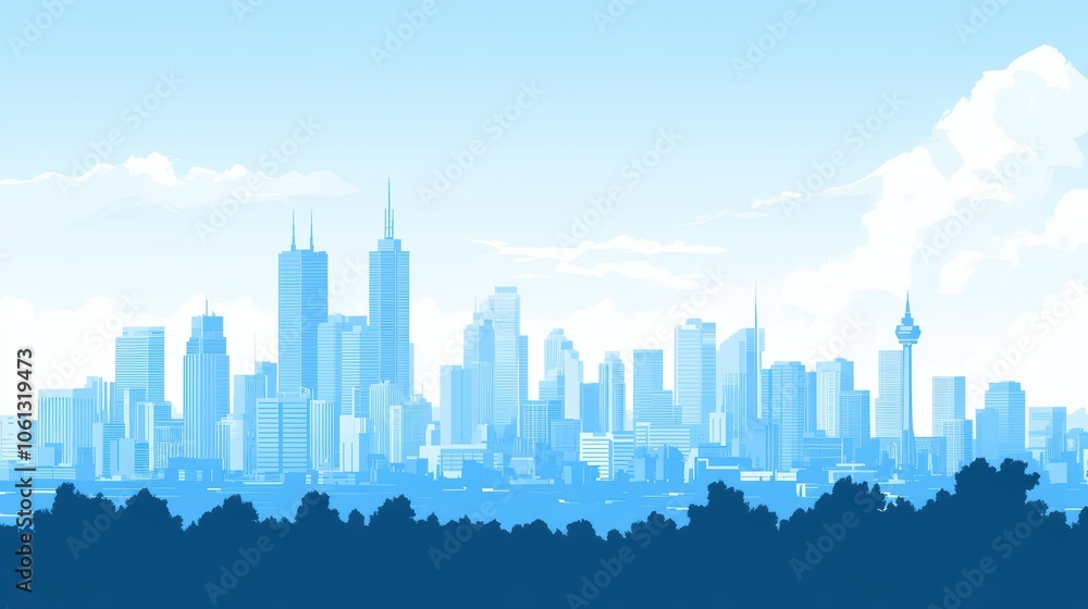 Fototapeta premium Modern Skyline Silhouette with Clean Design