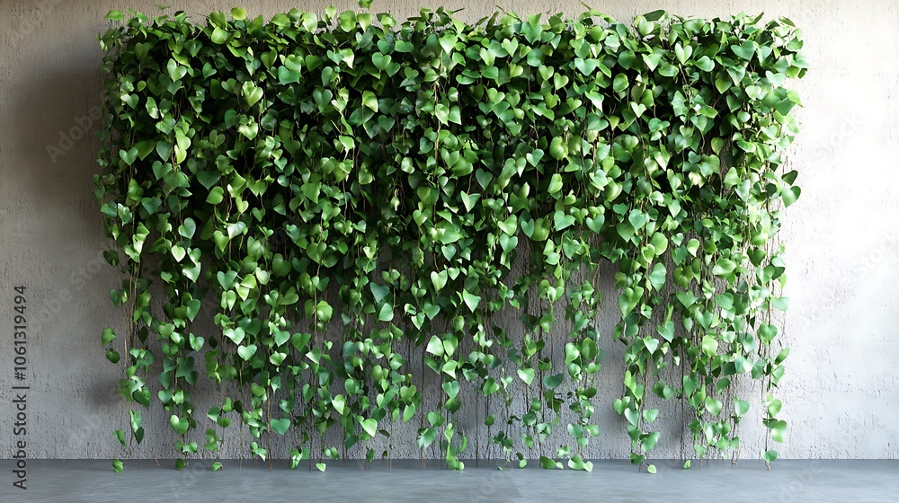 Stylish indoor green wall divider with trailing ivy, modern and natural partition for open spaces, soft light highlighting vibrant leaves, detailed textures, high clarity, ultra-realistic. --ar 16:9 Stylish indoor green wall divider with trailing ivy, modern and natural partition for open spaces, soft light highlighting vibrant leaves, detailed textures, high clarity, ultra-realistic. --ar 16:9