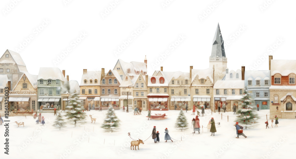 Obraz premium PNG Christmas market outdoors winter snow.