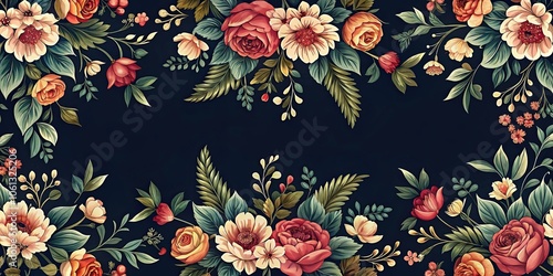 Elegant floral pattern on a dark background, floral, pattern, dark, background, elegant, design, texture, wallpaper