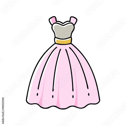 ball gown  vector icon, dress icon, vector clothing icon - simple vector illustration of a ball gown , in a simple and clean style, for business and fashion graphics. clothing flat illustration.