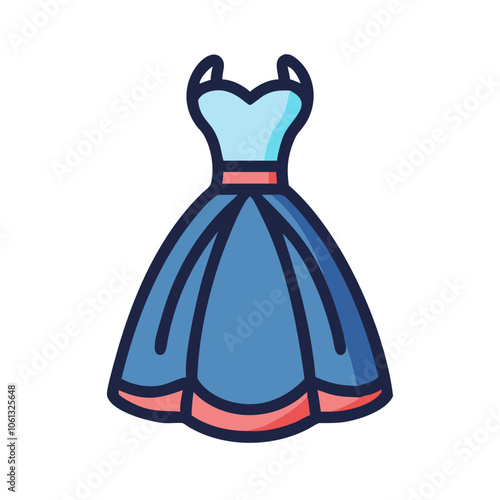 ball gown  vector icon, dress icon, vector clothing icon - simple vector illustration of a ball gown , in a simple and clean style, for business and fashion graphics. clothing flat illustration.
