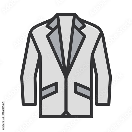 blazer  vector icon, dress icon, vector clothing icon - simple vector illustration of a blazer , in a simple and clean style, for business and fashion graphics. clothing flat illustration.