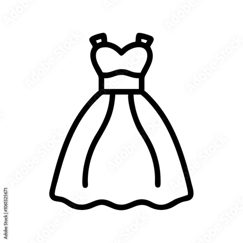 ball gown  vector icon, dress icon, vector clothing icon - simple vector illustration of a ball gown , in a simple and clean style, for business and fashion graphics. clothing flat illustration.