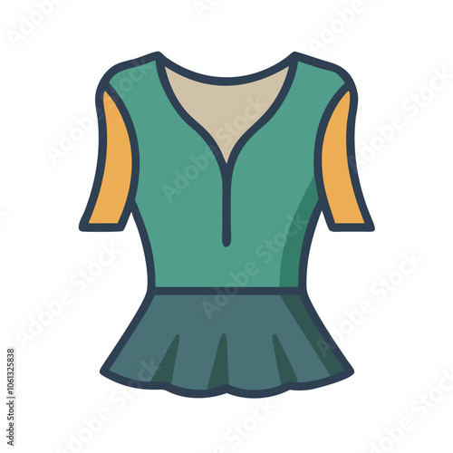 peplum top  vector icon, dress icon, vector clothing icon - simple vector illustration of a peplum top , in a simple and clean style, for business and fashion graphics. clothing flat illustration.