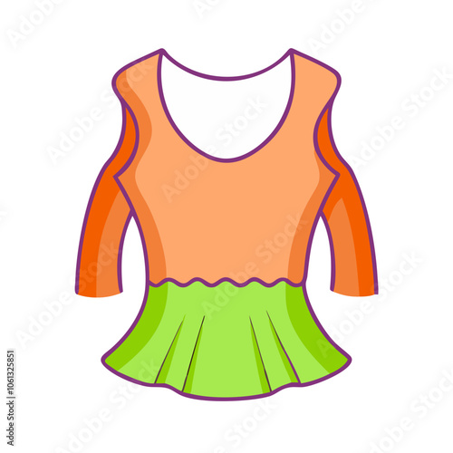 peplum top  vector icon, dress icon, vector clothing icon - simple vector illustration of a peplum top , in a simple and clean style, for business and fashion graphics. clothing flat illustration.