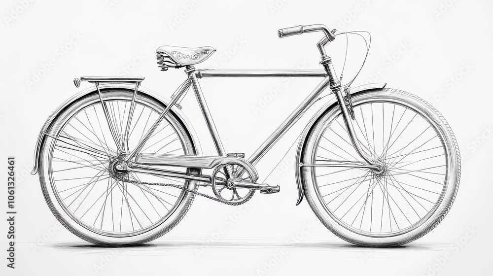 A guide showing how to draw a bicycle, step by step, from circles to final detailed sketch, educational line drawing isolated on a clean white background. A guide showing how to draw a bicycle, step by step, from circles to final detailed sketch, educational line drawing isolated on a clean white background.