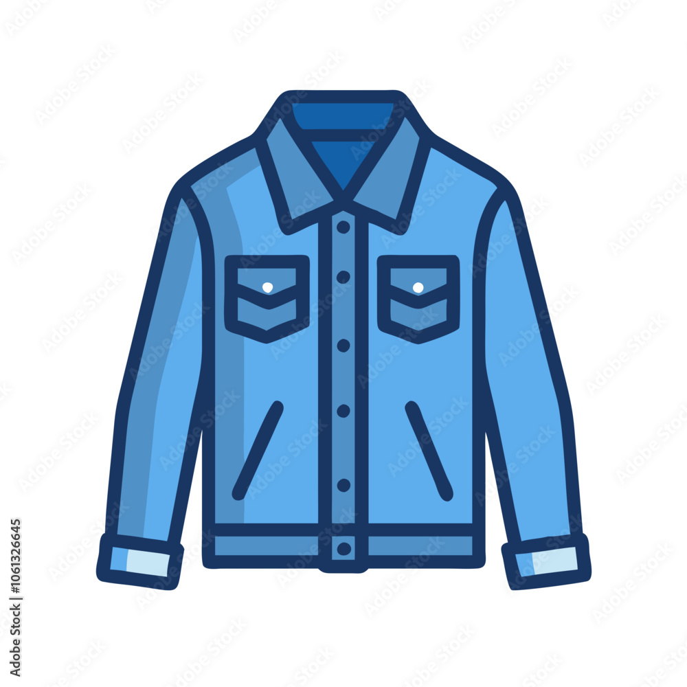 denim jacket vector icon, dress icon, vector clothing icon - simple vector illustration of a denim jacket , in a simple and clean style, for business and fashion graphics. clothing flat illustration. denim jacket vector icon, dress icon, vector clothing icon - simple vector illustration of a denim jacket , in a simple and clean style, for business and fashion graphics. clothing flat illustration.