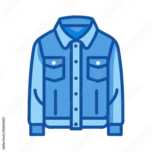 denim jacket  vector icon, dress icon, vector clothing icon - simple vector illustration of a denim jacket , in a simple and clean style, for business and fashion graphics. clothing flat illustration.