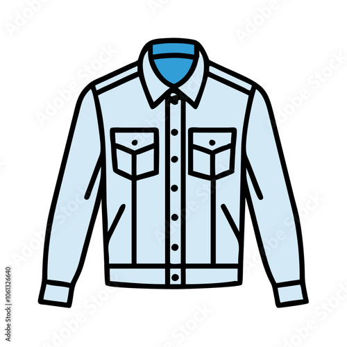 denim jacket  vector icon, dress icon, vector clothing icon - simple vector illustration of a denim jacket , in a simple and clean style, for business and fashion graphics. clothing flat illustration.