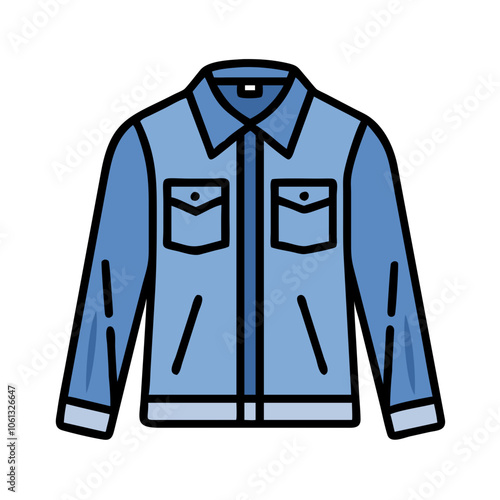 denim jacket  vector icon, dress icon, vector clothing icon - simple vector illustration of a denim jacket , in a simple and clean style, for business and fashion graphics. clothing flat illustration.