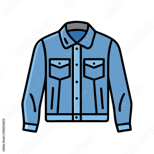 denim jacket  vector icon, dress icon, vector clothing icon - simple vector illustration of a denim jacket , in a simple and clean style, for business and fashion graphics. clothing flat illustration.