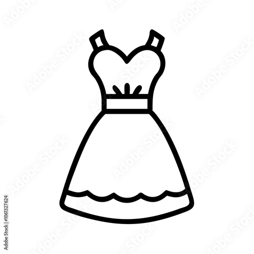 lace dress  vector icon, dress icon, vector clothing icon - simple vector illustration of a lace dress , in a simple and clean style, for business and fashion graphics. clothing flat illustration.