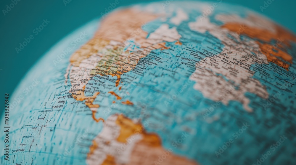 Close-up of a globe highlighting the Earth's continents and oceans, perfect for travel, education, and geography themes. Close-up of a globe highlighting the Earth's continents and oceans, perfect for travel, education, and geography themes.