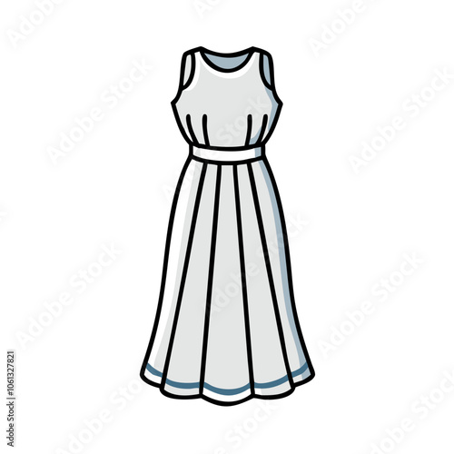 maxi dress  vector icon, dress icon, vector clothing icon - simple vector illustration of a maxi dress , in a simple and clean style, for business and fashion graphics. clothing flat illustration.