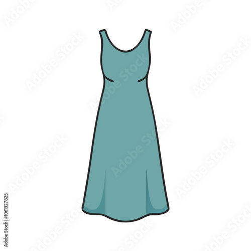 maxi dress  vector icon, dress icon, vector clothing icon - simple vector illustration of a maxi dress , in a simple and clean style, for business and fashion graphics. clothing flat illustration.