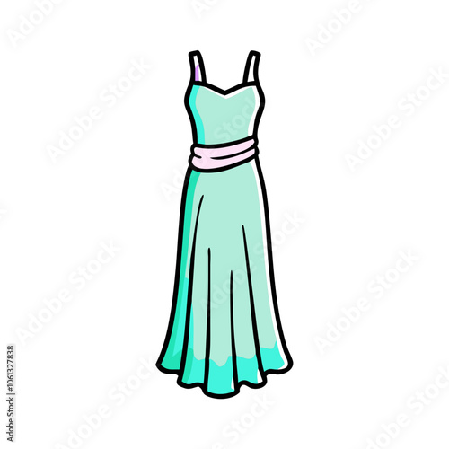 maxi dress  vector icon, dress icon, vector clothing icon - simple vector illustration of a maxi dress , in a simple and clean style, for business and fashion graphics. clothing flat illustration.