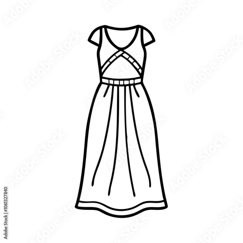 maxi dress  vector icon, dress icon, vector clothing icon - simple vector illustration of a maxi dress , in a simple and clean style, for business and fashion graphics. clothing flat illustration.