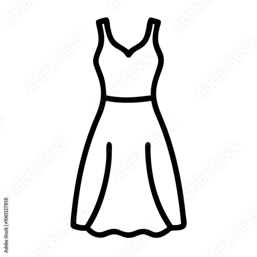 maxi dress  vector icon, dress icon, vector clothing icon - simple vector illustration of a maxi dress , in a simple and clean style, for business and fashion graphics. clothing flat illustration.