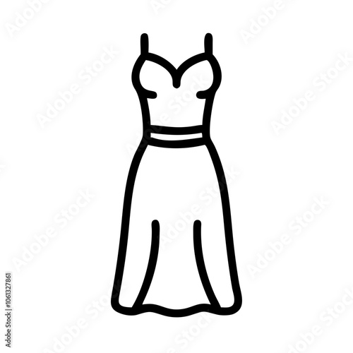 maxi dress  vector icon, dress icon, vector clothing icon - simple vector illustration of a maxi dress , in a simple and clean style, for business and fashion graphics. clothing flat illustration.