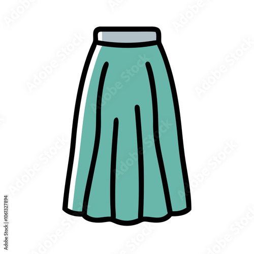 maxi skirt  vector icon, dress icon, vector clothing icon - simple vector illustration of a maxi skirt , in a simple and clean style, for business and fashion graphics. clothing flat illustration.