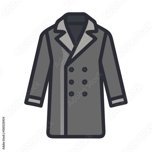 overcoat  vector icon, dress icon, vector clothing icon - simple vector illustration of a overcoat , in a simple and clean style, for business and fashion graphics. clothing flat illustration.