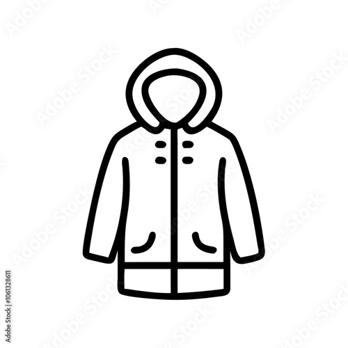 parka  vector icon, dress icon, vector clothing icon - simple vector illustration of a parka , in a simple and clean style, for business and fashion graphics. clothing flat illustration.