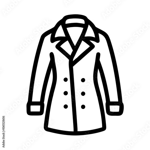 peacoat  vector icon, dress icon, vector clothing icon - simple vector illustration of a peacoat , in a simple and clean style, for business and fashion graphics. clothing flat illustration.