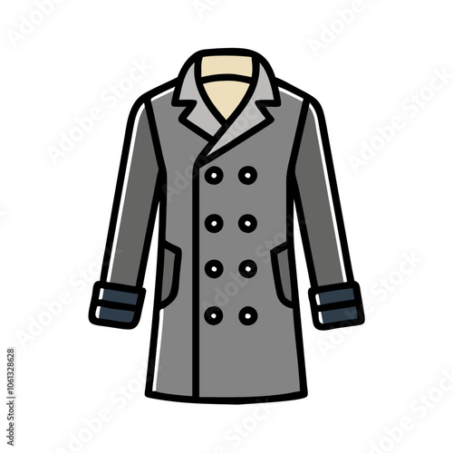peacoat  vector icon, dress icon, vector clothing icon - simple vector illustration of a peacoat , in a simple and clean style, for business and fashion graphics. clothing flat illustration.