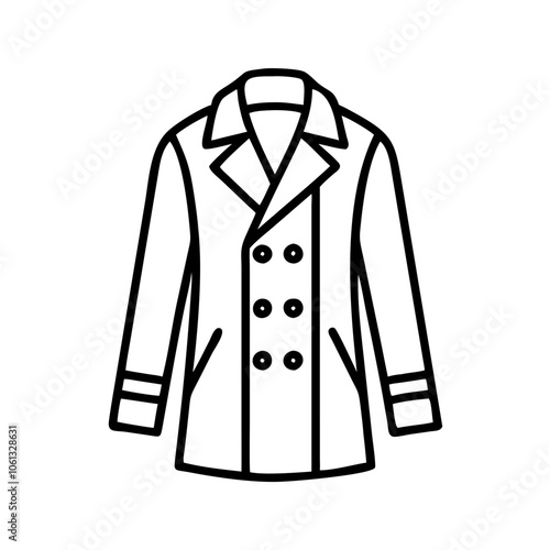 peacoat  vector icon, dress icon, vector clothing icon - simple vector illustration of a peacoat , in a simple and clean style, for business and fashion graphics. clothing flat illustration.