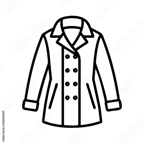 peacoat  vector icon, dress icon, vector clothing icon - simple vector illustration of a peacoat , in a simple and clean style, for business and fashion graphics. clothing flat illustration.