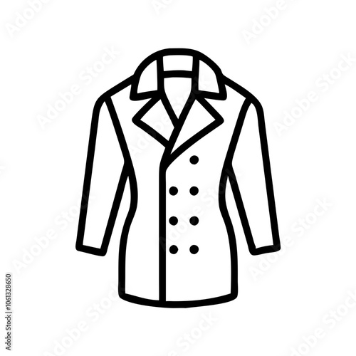 peacoat  vector icon, dress icon, vector clothing icon - simple vector illustration of a peacoat , in a simple and clean style, for business and fashion graphics. clothing flat illustration.