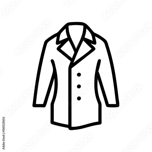 peacoat  vector icon, dress icon, vector clothing icon - simple vector illustration of a peacoat , in a simple and clean style, for business and fashion graphics. clothing flat illustration.