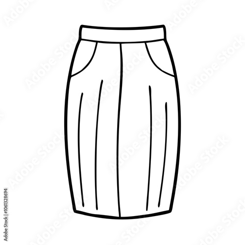 pencil skirt  vector icon, dress icon, vector clothing icon - simple vector illustration of a pencil skirt , in a simple and clean style, for business and fashion graphics. clothing flat illustration.